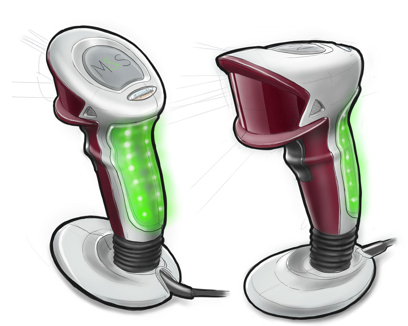 Motorola，brand，Scanner，Scanning gun，Hand drawn，